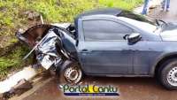 Laranjeiras - Com forte chuva, motorista de Virmond perde o controle e bate veículo em barranco