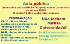 Laranjeiras - Acadêmicos da Unicentro devem realizar grande manifesto nesta segunda dia 14