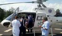 Laranjeiras - Mulher vitima de AVC é transportada de helicóptero para Guarapuava