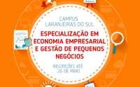 Laranjeiras - UFFS: Especialização em Economia Empresarial e Gestão de Pequenos Negócios seleciona candidatos