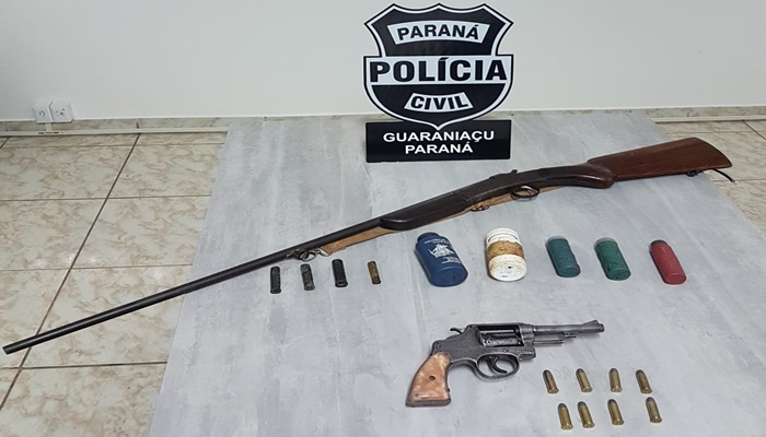 Guaraniaçu - Polícia Civil cumpre mandados de busca e apreensão e apreende armas e munições