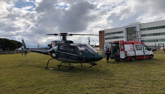 Laranjeiras - Helicóptero do Paraná Urgência transfere jovem com trauma encefálico para Hospital de Guarapuava