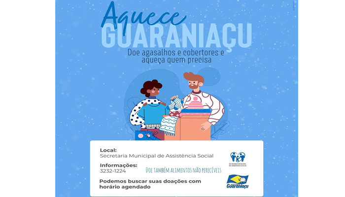 Guaraniaçu - Sec. de Assistência Social promove a campanha 'Aquece Guaraniaçu' arrecadação de roupas e alimentos