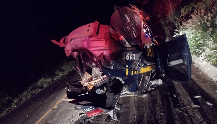 Laranjeiras – Viatura da PRF se envolve em grave acidente na BR 158