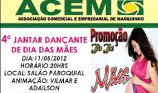 Marquinho - Associação Comercial promove jantar dançante em comemoração ao dia das Mães