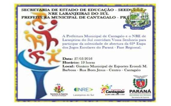 Cantagalo - Cidade recebe a partir desta sexta dia 27, fase regional dos JEP's