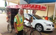Laranjeiras - Chinês que percorreu mais de 20 países em uma bicicleta adaptada tem parada na cidade
