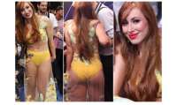 Vestido da ex-BBB Aline chamou a atenção na festa de encerramento do programa. O que você achou?