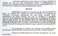 Rio Bonito - Município irá realizar audiência pública para discussão do Plano Plurianual