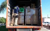 PRF apreende carreta com 1,6 tonelada de produtos contrabandeados