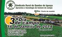 Quedas - Dia 16 de janeiro acontece o 3º Dia de Campo com promoção do Sindicato Rural