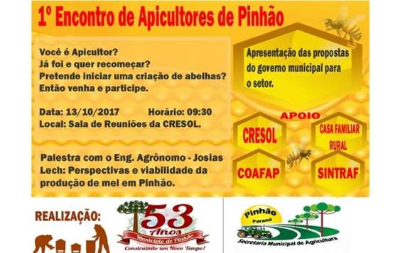 Pinhão - Secretaria de Agricultura realiza 1º Encontro de Apicultores