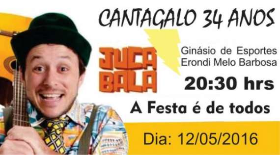 Cantagalo - Prefeitura convida a população para o show de Juca Bala nesta quinta, dia 12