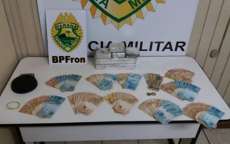 BPFron apreende dinheiro medicamentos e drogas na BR-163