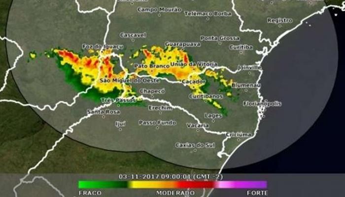 Simepar alerta temporais para Oeste e Sudoeste do Paraná