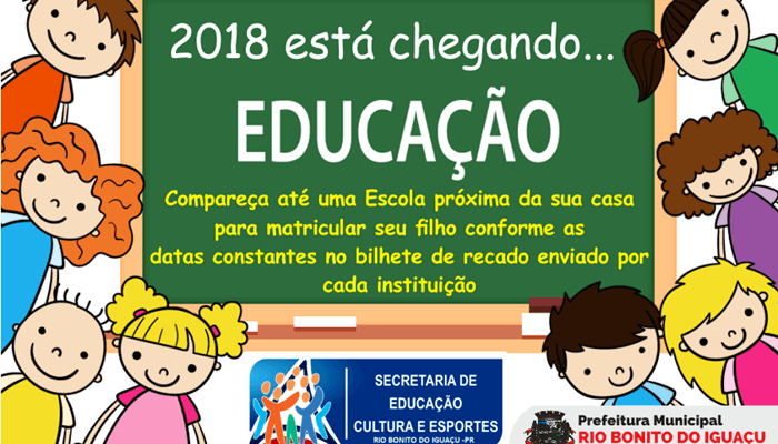 Rio Bonito - Secretaria de Educação informa sobre abertura do período de matrículas para o ano letivo 2018