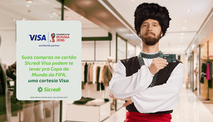 Portadores do cartão Sicredi Visa concorrem a viagens para a Copa do Mundo FIFA Rússia 2018 em nova campanha