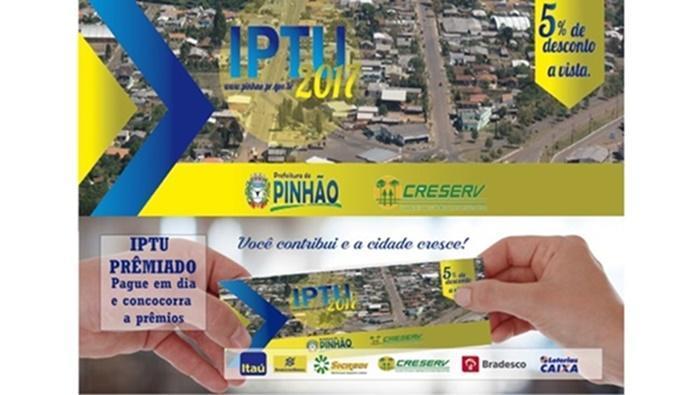 Pinhão - Sorteio do IPTU Premiado acontecerá no dia 02 de fevereiro