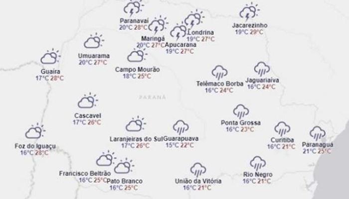 Semana começa com massa de ar frio no Oeste e Sudoeste do Paraná