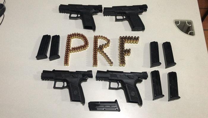 Laranjeiras - PRF apreende pistolas e munições em veículo