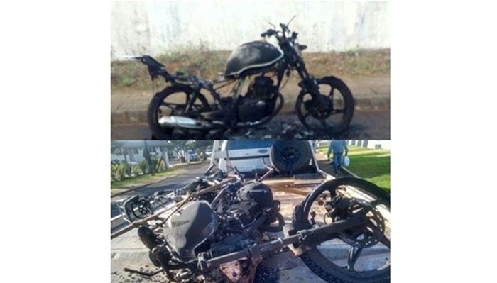 Laranjeiras - Motocicleta furtada é encontrada incendiada