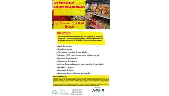Laranjeiras - Acils promove curso de repositor de Mercadorias