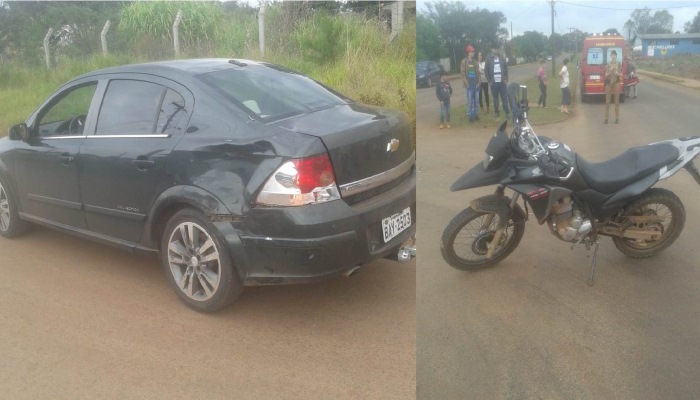 Laranjeiras - Acidente entre carro e moto é registrado na Santos Dumont