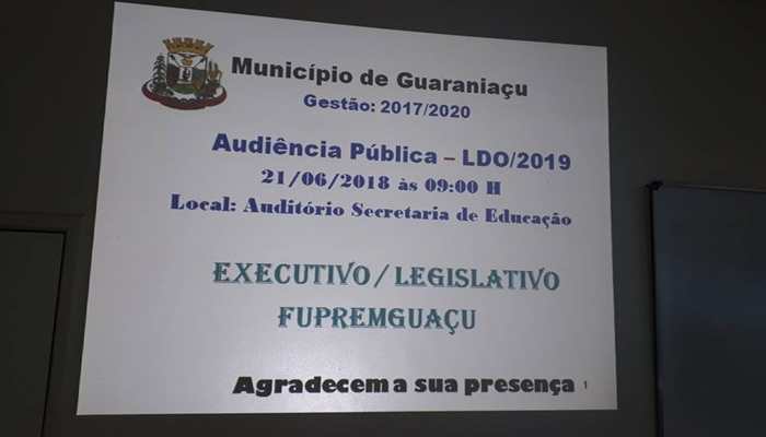 Guaraniaçu - Executivo apresenta propostas para LDO 2019