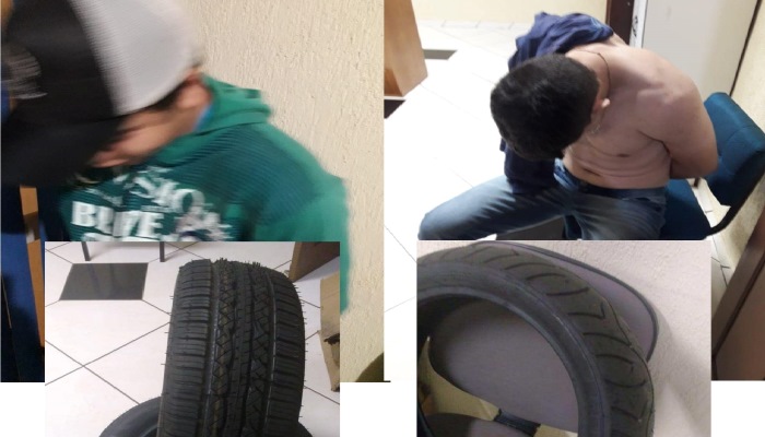 Três Barras - Indivíduos furtam pneus e acabam presos