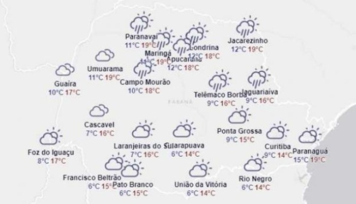 Temperatura despenca em todo o Paraná; ainda sem previsão de geadas