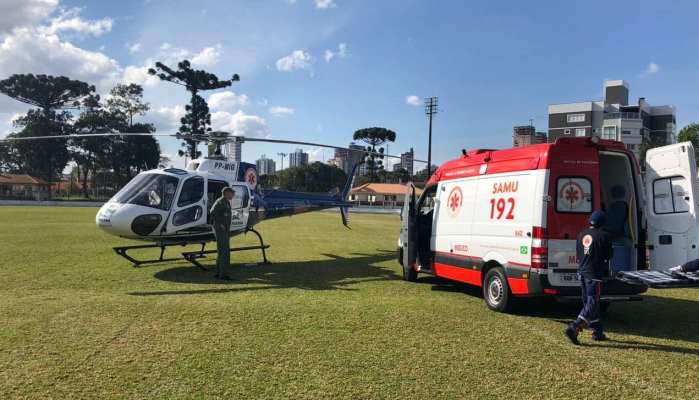 Catanduvas - Helicóptero transporta criança vítima de queimaduras