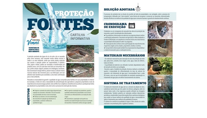 Virmond - Secretaria de Agricultura e meio ambiente lança folder educativo de incentivo á proteção de nascentes