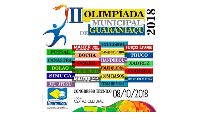Guaraniaçu - Estão abertas as inscrições para a 2ª Edição das Olimpíadas Municipal