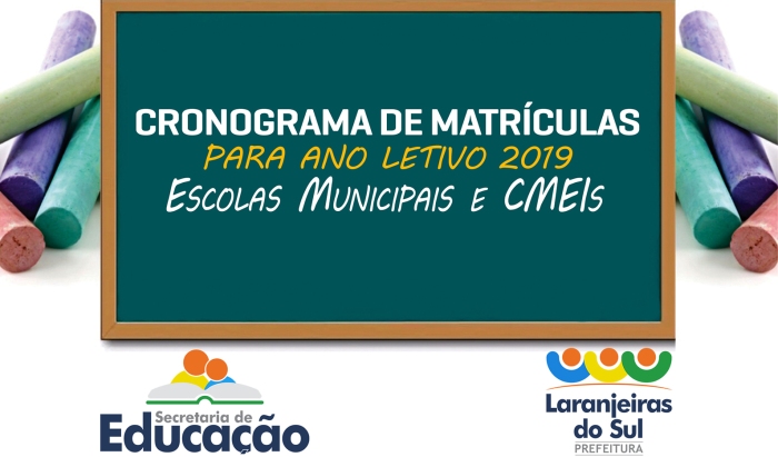 Laranjeiras - Educação divulga campanha de matrículas para o ano letivo 2019