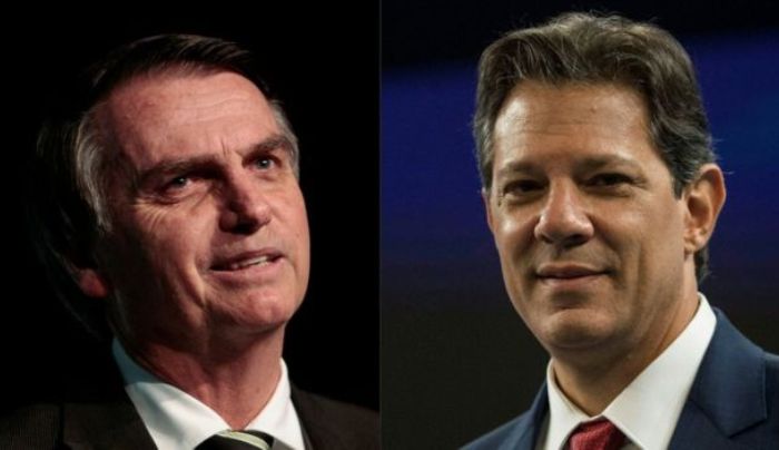 Pesquisa mostra Bolsonaro do PSL com 59% de intenções de votos contra 41% de Haddad