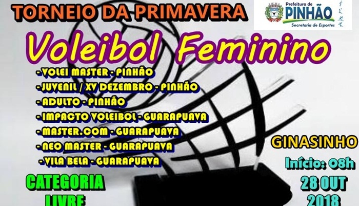 Pinhão - Neste domingo acontecerá o Torneio da Primavera – Voleibol Feminino