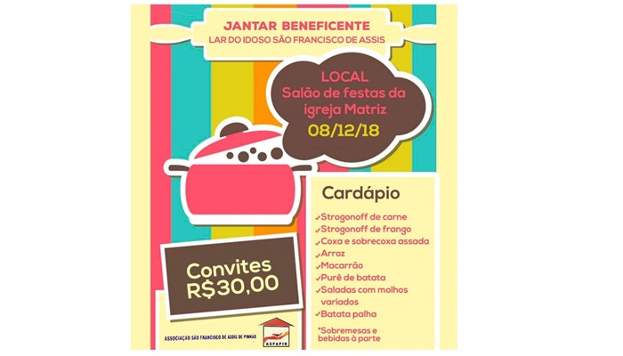 Pinhão - Lar do Idoso convida para jantar beneficente