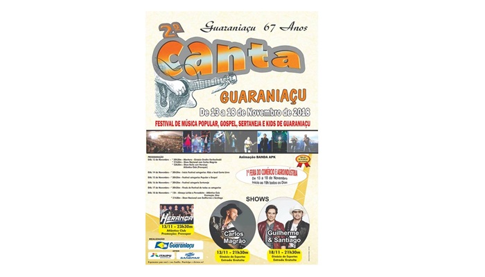 Guaraniaçu - II Canta Guaraniaçu divulga o nome de intérpretes que estarão concorrendo