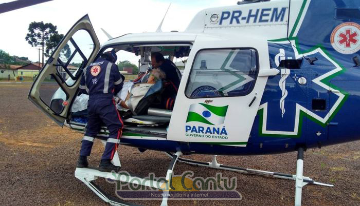 Ibema - Idoso é socorrido pelo helicóptero do Consamu