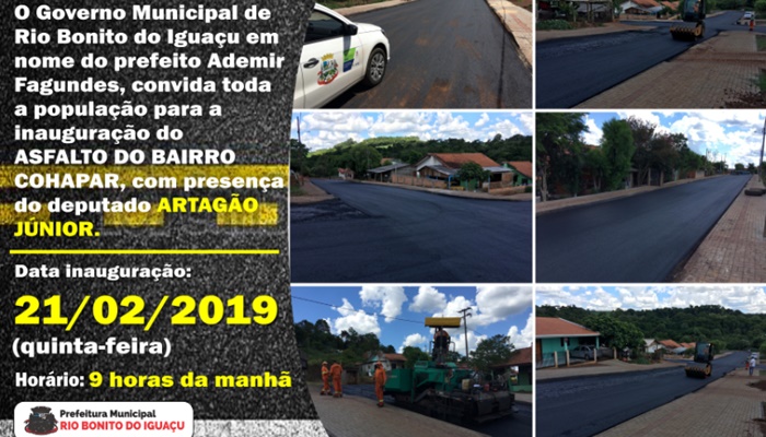 Rio Bonito - Governo Municipal inaugura asfalto da Cohapar nesta quinta dia 21