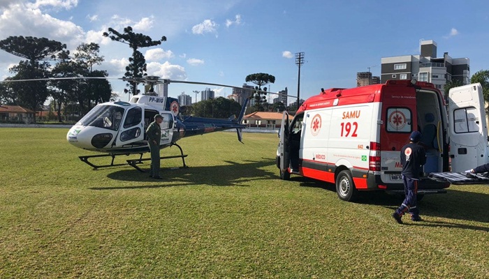 Três Barras - Helicóptero socorre vítima grave em acidente de trabalho