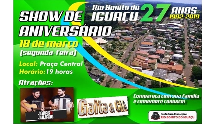 Rio Bonito - Governo Municipal informa alteração de local da Festa de 27 anos 