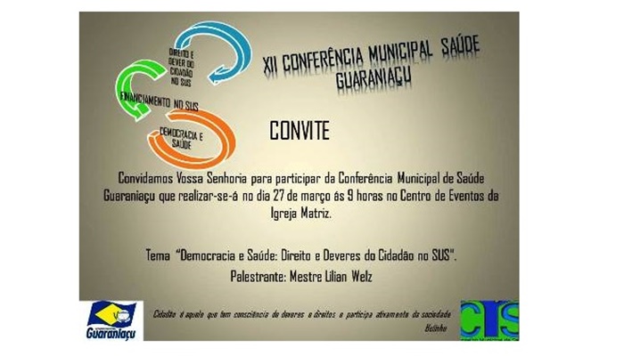 Guaraniaçu - População é convocada a participar da XII Conferência Municipal de Saúde
