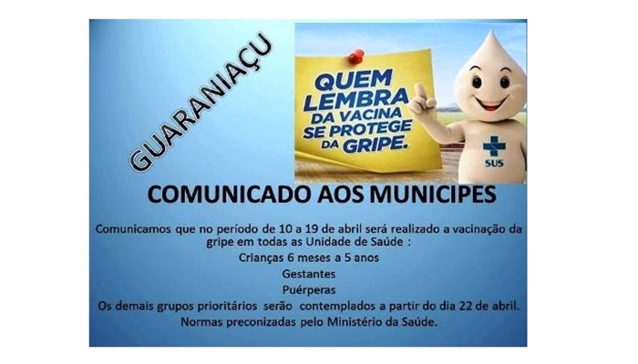 Guaraniaçu - Começa mais uma Campanha de Vacinação contra a Gripe