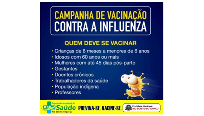 Rio Bonito - Campanha para vacinação contra gripe influenza terá início nesta quarta dia 10