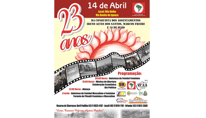 Rio Bonito - Dia 14 de abril é a 23ª Festa da Conquista dos Assentamentos