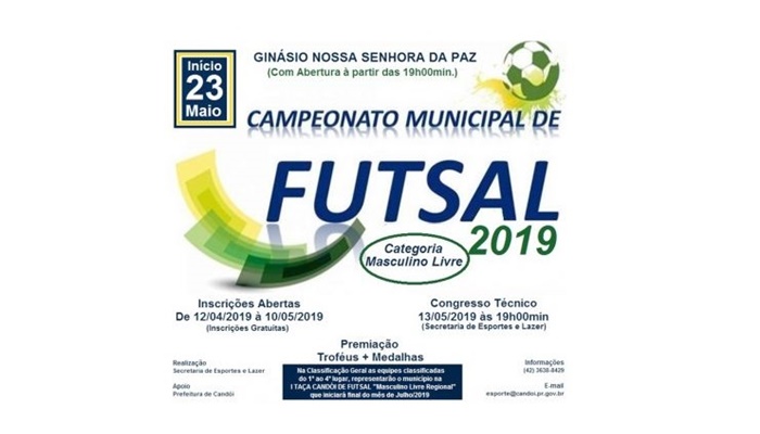Candói - Campeonato Municipal de Futsal começa em maio
