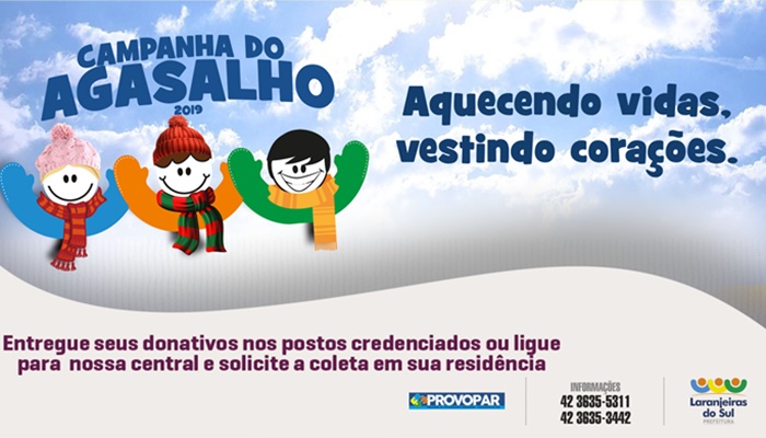 Laranjeiras - Secretaria de Assistência Social e Provopar lançam Campanha do agasalho 2019