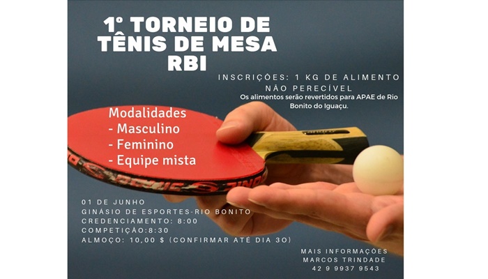 Rio Bonito - Vem aí o 1º Torneio de Tênis de Mesa