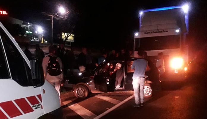 Cantagalo - Caminhão e automóvel se envolvem em acidente no trevo